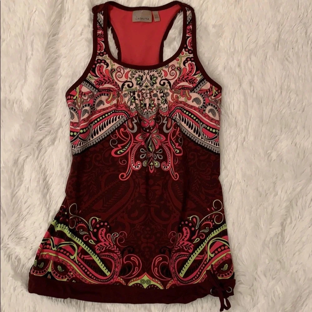 Athleta Top Paisley Print work out top size XXS